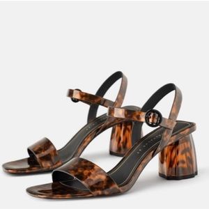 ZARA tortoiseshell chunky heeled sandals
